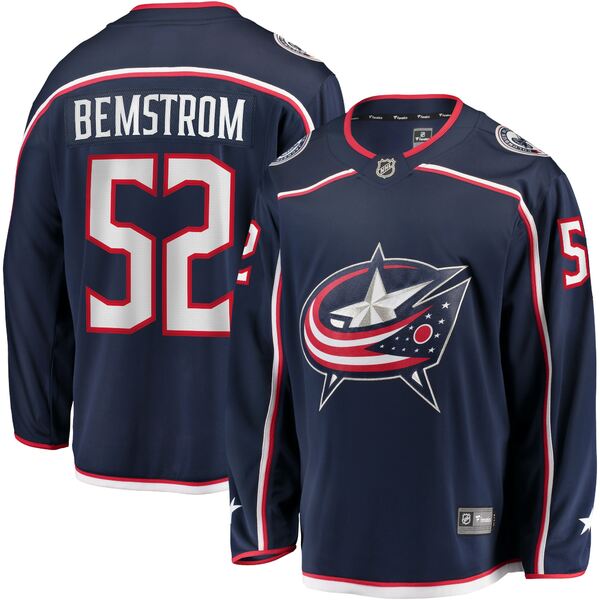 ファナティクス メンズ ユニフォーム トップス Emil Bemstrom Columbus Blue Jackets Fanatics Branded Home Breakaway Player Jersey Navy