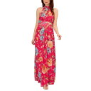 アドリアナ パペル レディース ワンピース トップス Women's Printed Halter-Neck Chiffon Gown Pink Multi