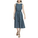 カルバンクライン レディース ワンピース トップス Women's Tweed Belted A-Line Dress Posideon Multi