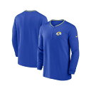 ナイキ メンズ パーカー・スウェットシャツ アウター Men's Royal Los Angeles Rams Coach Half-Zip Sweatshirt Royal