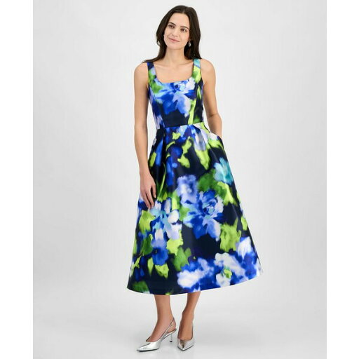 ジュリア ジョーダン レディース ワンピース トップス Women's Printed Square-Neck Sleeveless Midi Dress Navy Multi ジュリア ジョーダン レディース ワンピース トップス Women's Printed Square-Neck Sleeveless Midi Dress Navy Multi