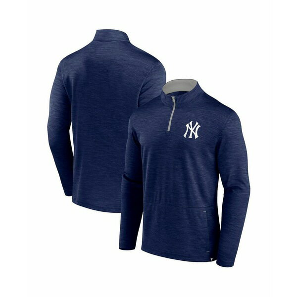 ファナティクス メンズ パーカー・スウェットシャツ アウター Men's Heather Navy New York Yankees Fu..