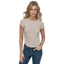 ダナキャランニューヨーク レディース カットソー トップス Women's Ribbed Cap-Sleeve T-Shirt En2 - Egg Nog