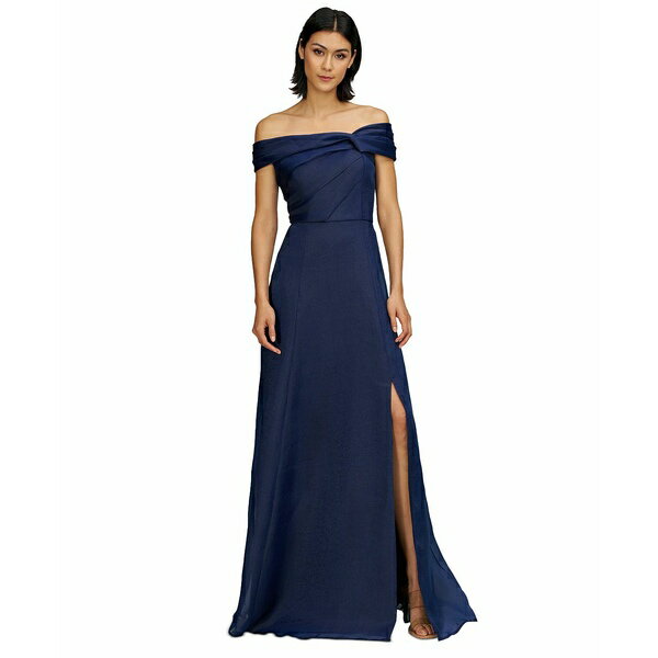 ジェイエスコレクションズ レディース ワンピース トップス Women's Isadora Off-The-Shoulder Gown Navy