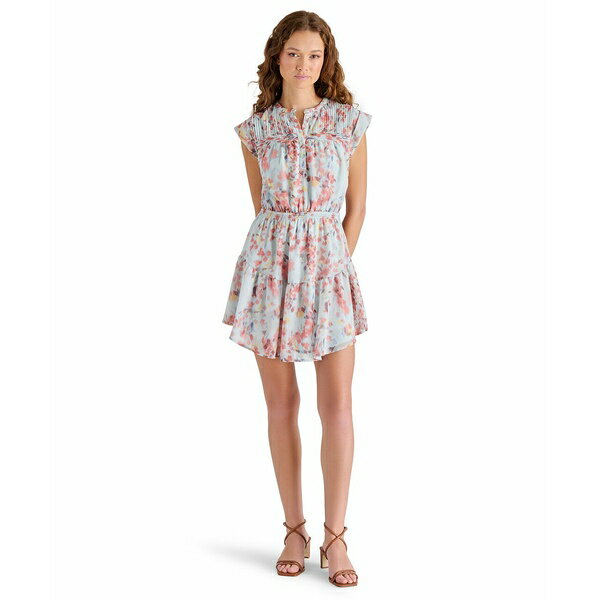 スティーブ マデン レディース ワンピース トップス Women's Faith Cap-Sleeve Button-Front Dress Iris Blue