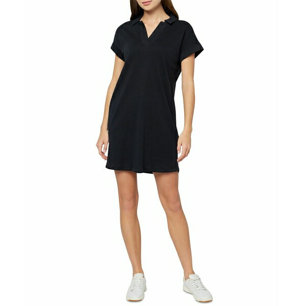 スリードッツ レディース ワンピース トップス Women's Koda Cotton Collared Mini Dress Black Beauty