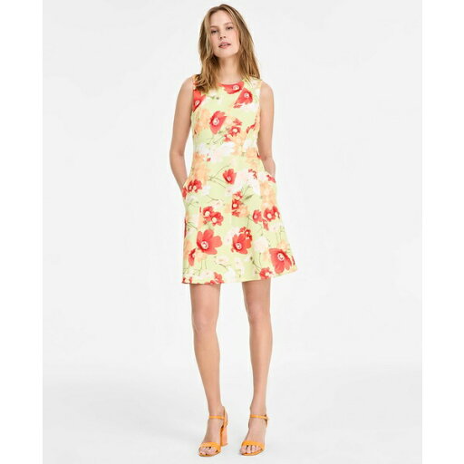 ヴィンスカムート レディース ワンピース トップス Women's Printed Scuba Fit & Flare Dress Green Multi ヴィンスカムート レディース ワンピース トップス Women's Printed Scuba Fit & Flare Dress Green Multi