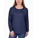 ニューヨークコレクション レディース パーカー・スウェットシャツ アウター Women's Long Sleeve Lacing Detail Pullover...