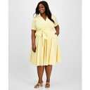 タハリエーエスエル レディース ワンピース トップス Tahari Plus Size Collared V-Neck Short-Sleeve Dress Sunflower