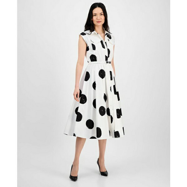 ティー・タハリ レディース ワンピース トップス Women's Dot-Print Belted Fit & Flare Dress Exploded Dot Print