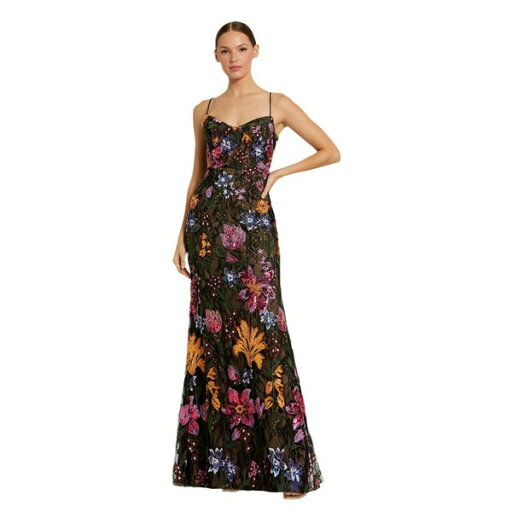 マックダガル レディース ワンピース トップス Women's Spaghetti Strap Floral Embroidered Gown Black multi マックダガル レディース ワンピース トップス Women's Spaghetti Strap Floral Embroidered Gown Black multi