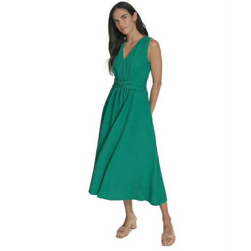 カルバンクライン レディース ワンピース トップス Women's V-Neck Twist-Front Midi Dress Meadow カルバンクライン レディース ワンピース トップス Women's V-Neck Twist-Front Midi Dress Meadow