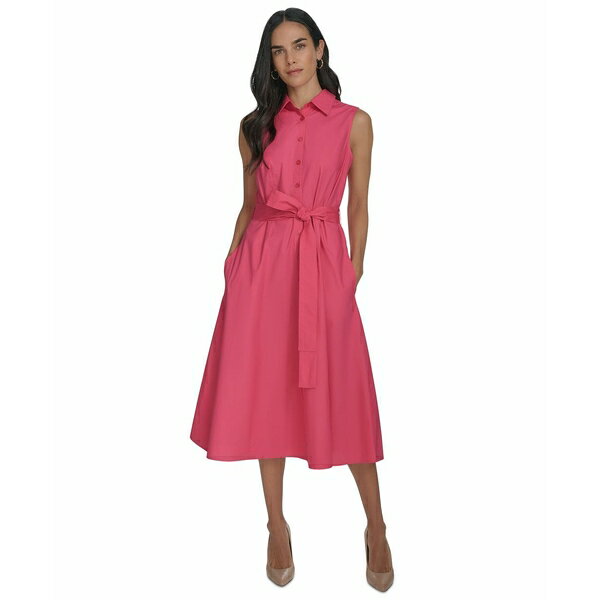 カルバンクライン レディース ワンピース トップス Women's Cotton Tie-Waist Sleeveless Dress Rosebud