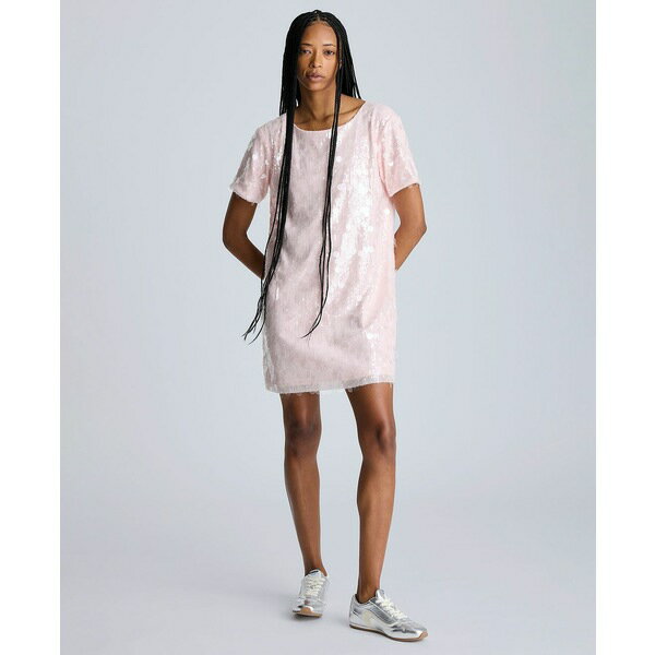ケネスコール レディース ワンピース トップス Women's Sequin T-Shirt Shift Dress Rose