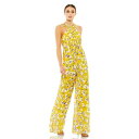 マックダガル レディース ワンピース トップス Women's Crossed Halter Tie Waist Jumpsuit Yellow multi