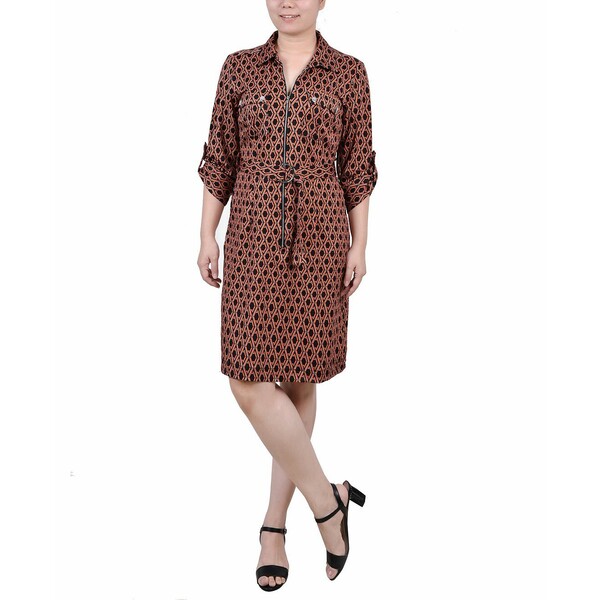 ニューヨークコレクション レディース ワンピース トップス Women's Roll Tab Point Collar Dress Black Autumn Glaze Thill