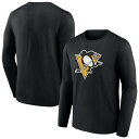 t@ieBNX Y TVc gbvX Pittsburgh Penguins Fanatics Branded Primary Logo Team Long Sleeve TShirt Black