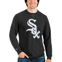 【送料無料】 アンティグア メンズ パーカー・スウェットシャツ アウター Chicago White Sox Antigua Team Logo Reward Crewneck Pullover Sweatshirt Heathered Black