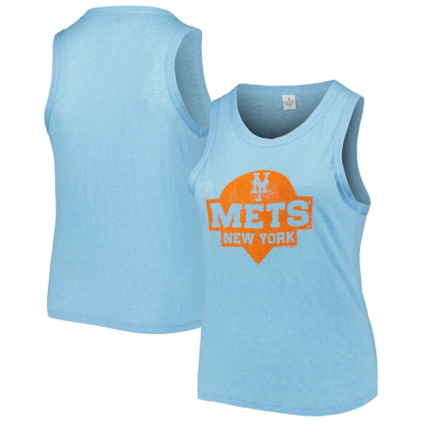 \tg?AY A?O[v fB[X TVc gbvX New York Mets Soft as a Grape Women's Plus Size High Neck TriBlend Tank Top Light Blue