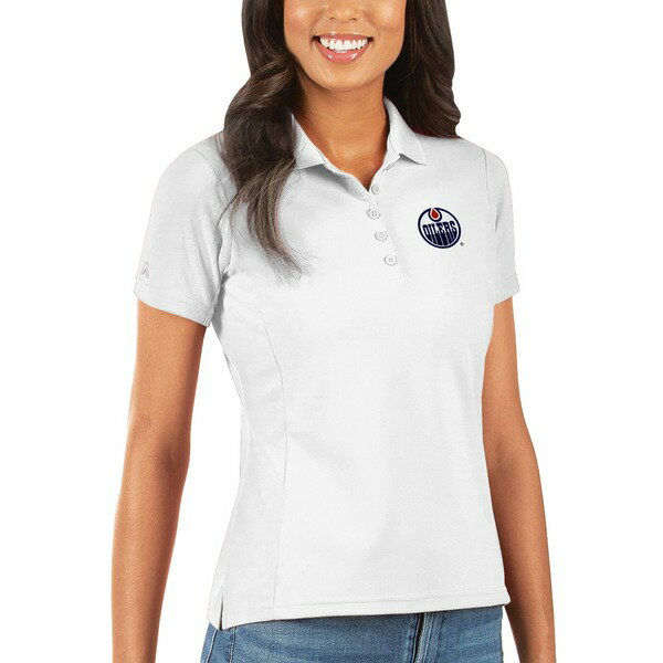 アンティグア レディース ポロシャツ トップス Edmonton Oilers Antigua Women's Legacy Pique Polo White