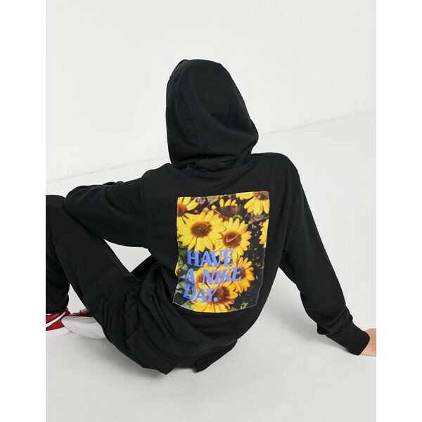 ナイキ レディース パーカー・スウェットシャツ アウター Nike Statement HBR back graphic print oversized fleece hoodie in black Black