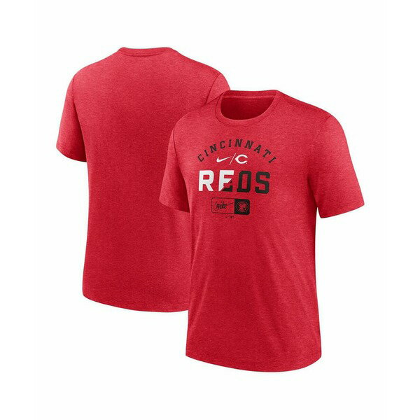 ʥ ǥ T ȥåץ Men's Heather Red Cincinnati Reds Rewind Review Slash Tri-Blend T-shirt Heather Red