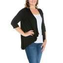 24セブンコンフォート レディース カーディガン アウター Plus Size Elbow Length Sleeve Open Cardigan Black