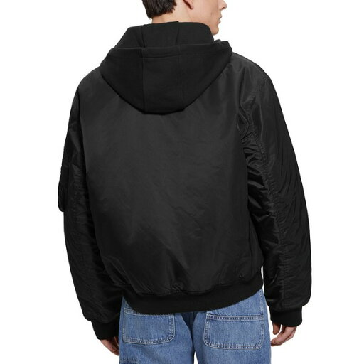 ゲス メンズ ジャケット&ブルゾン アウター Men's John Bomber Jacket with Removable Hooded Inset Jet Black ゲス メンズ ジャケット&ブルゾン アウター Men's John Bomber Jacket with Removable Hooded Inset Jet Black