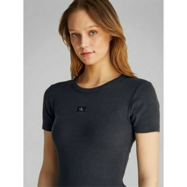 カルバンクライン レディース ワンピース トップス WASHED WOVEN LABEL RIB DRESS