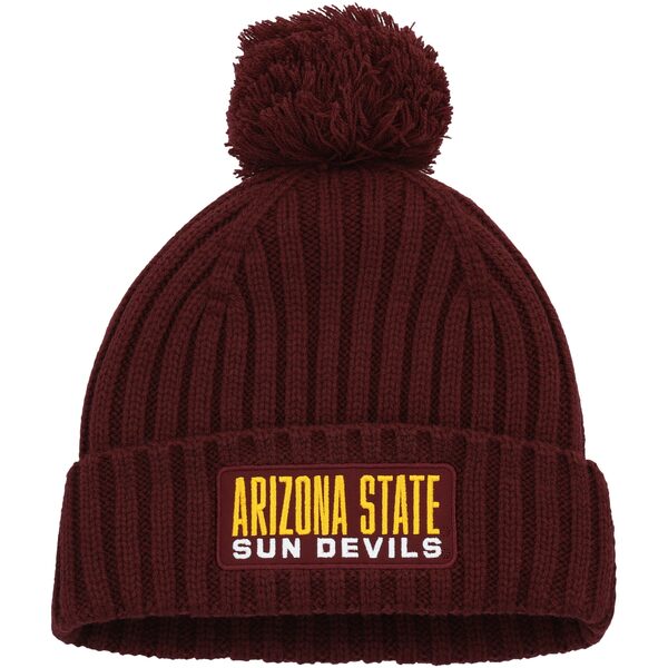 アディダス メンズ 帽子 アクセサリー Arizona State Sun Devils adidas Modern Ribbed Cuffed Knit Hat with Pom Maroon