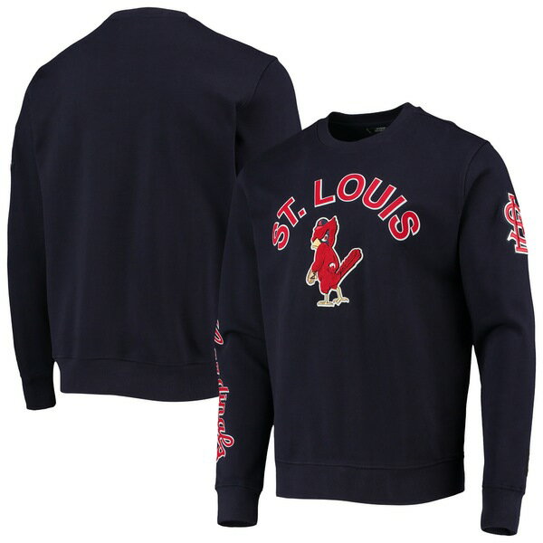 プロスタンダード メンズ パーカー・スウェットシャツ アウター St. Louis Cardinals Pro Standard Stacked Logo Pullover Sweatshirt Navy