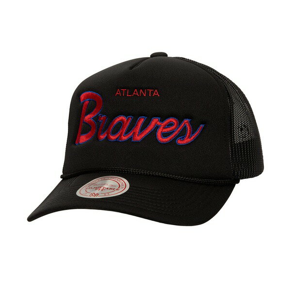 ミッチェル＆ネス ミッチェル&ネス メンズ 帽子 アクセサリー Atlanta Braves Mitchell & Ness Script Trucker Adjustable Hat Black