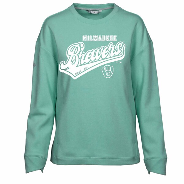 ٥륦 ǥ ѡåȥ  Milwaukee Brewers Levelwear Women's Fiona Sweep Pullover Sweatshirt Mint