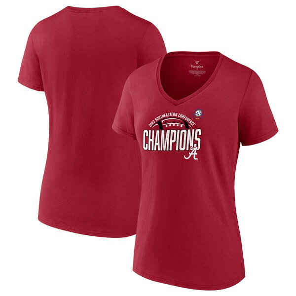 楽天astyファナティクス レディース Tシャツ トップス Alabama Crimson Tide Fanatics Branded Women's 2023 SEC Football Conference Champions VNeck T Shirt Crimson