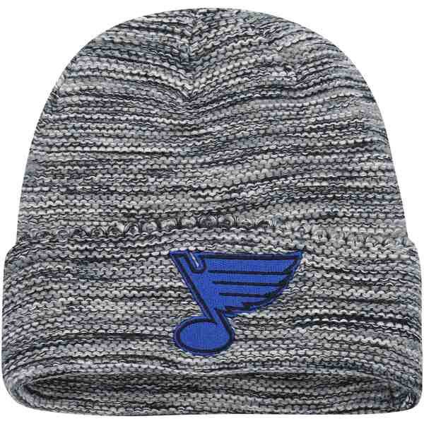 アディダス メンズ 帽子 アクセサリー St. Louis Blues adidas Marled Cuffed Knit Hat Black/White