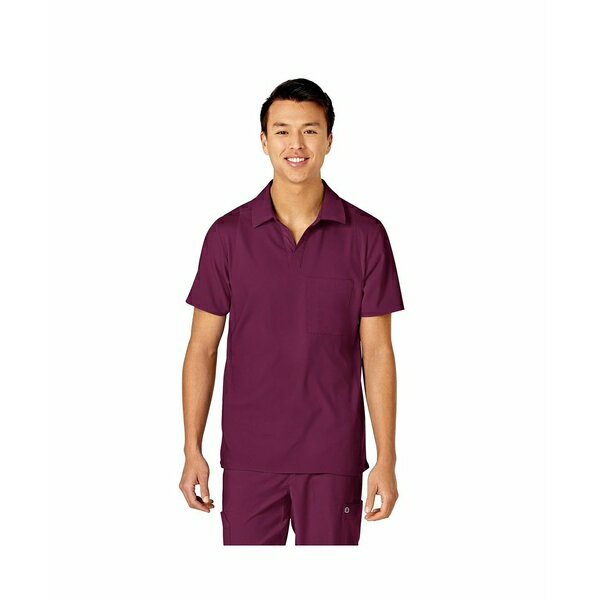 ウィンク メンズ シャツ トップス Men's W123 Collar Scrub Top Wine