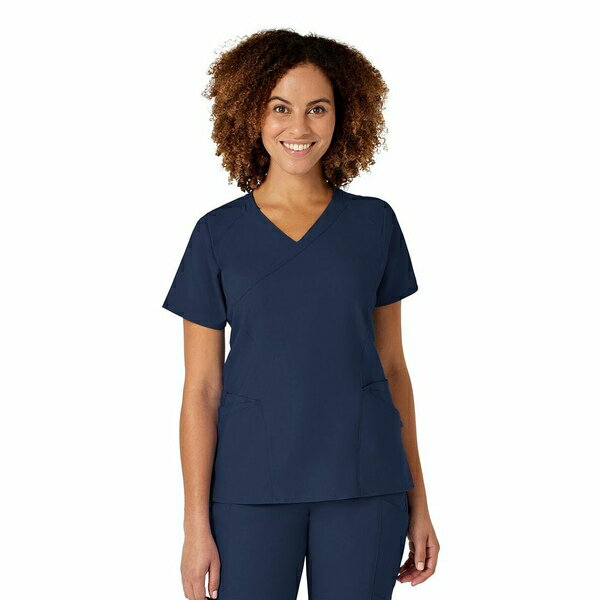 ウィンク レディース カットソー トップス Women's W123 Mock Wrap Scrub Top Navy