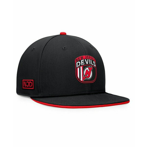 ファナティクス メンズ 帽子 アクセサリー Men's Black New Jersey Devils 2024 NHL Draft Snapback Hat Black, Red