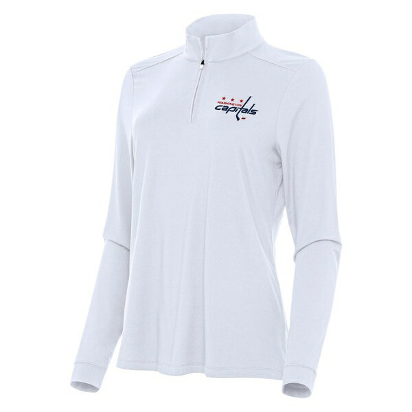 アンティグア レディース パーカー・スウェットシャツ アウター Washington Capitals Antigua Women's Intent QuarterZip Top White