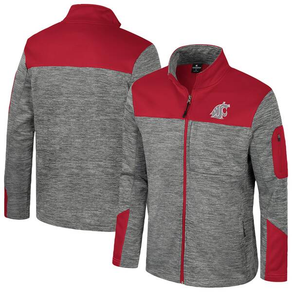 コロシアム メンズ ジャケット&ブルゾン アウター Washington State Cougars Colosseum Guard FullZip Jacket Gray/Crimson