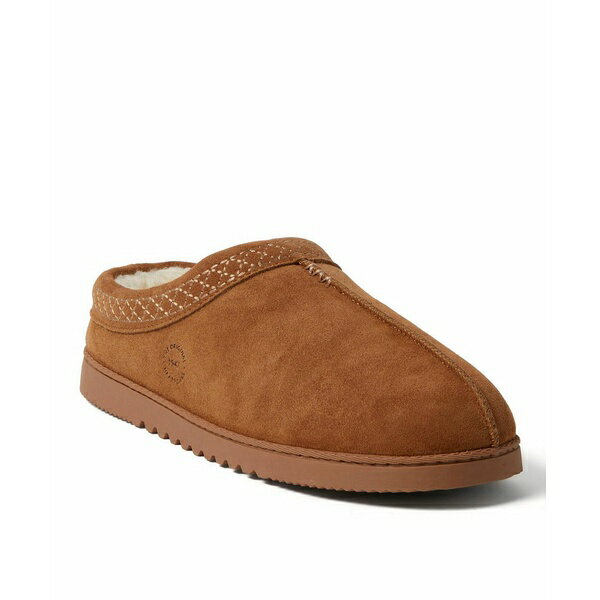 ディアフォームズ メンズ サンダル シューズ Dean Genuine Suede Clog Slipper with Embroidery Chestnut