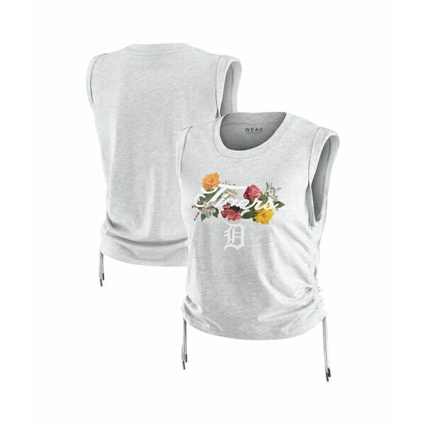 ウェア バイ エリン・アンドリューズ レディース カットソー トップス Women'sHeather Gray Detroit Tigers Cinched Tank Top Heather Gray