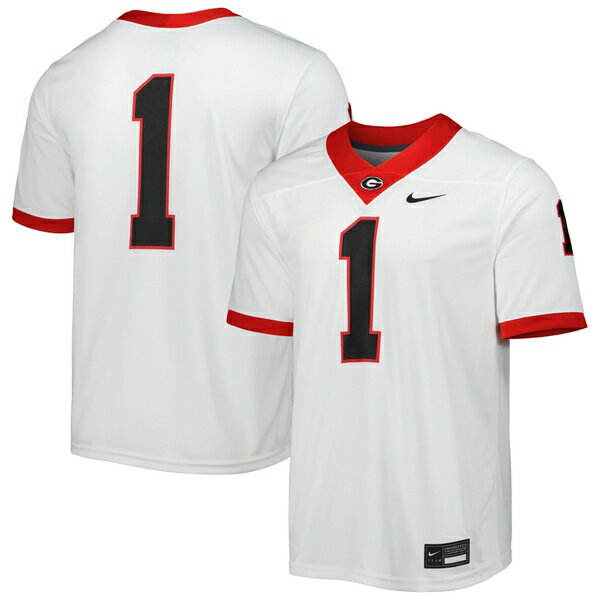 ナイキ メンズ ユニフォーム トップス Georgia Bulldogs Nike #1 Away Game Jersey White