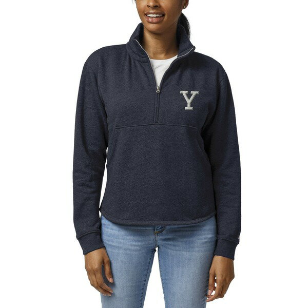 リーグカレッジエイトウェア レディース ジャケット＆ブルゾン アウター Yale Bulldogs League Collegiate Wear Women's Victory Springs TriBlend QuarterZip Pullover Sweatshirt Heather Navy