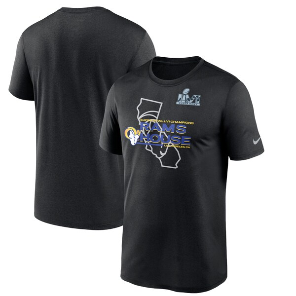 ナイキ メンズ Tシャツ トップス Los Angeles Rams Nike Super Bowl LVI Champions Hometown TShirt Black