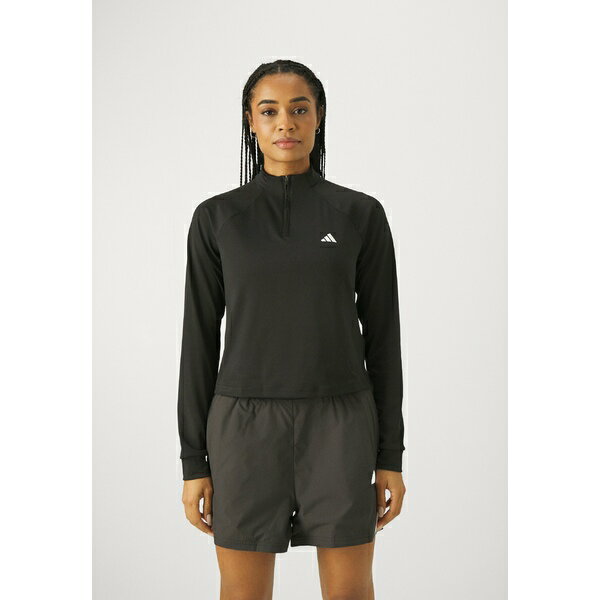 アディダス レディース フィットネス スポーツ ZIP - Long sleeved top - black