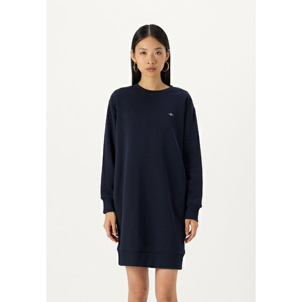 ガント レディース ワンピース トップス SHIELD C-NECK DRESS - Day dress - evening blue