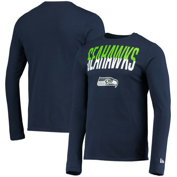 ˥塼  T ȥåץ Seattle Seahawks New Era Combine Authentic Split Line Long Sleeve TShirt College Navy