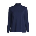 ランズエンド レディース カットソー トップス Women 039 s Plus Size Long Sleeve Super T Mock T-Shirt Deep sea navy