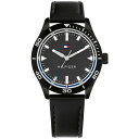 g~[ qtBK[ Y rv ANZT[ Men's Black Leather Strap Watch 38mm Blue